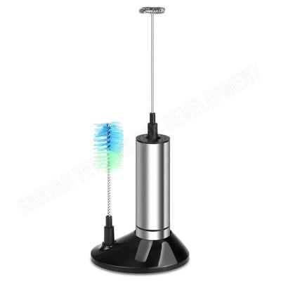 China Stocked Best Price Stainless Steel Electric Milk Frother Automatic Frother Maker Set With Stand for sale