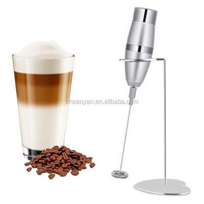 China Sustainable Powerful Electric Milk Frother Coffee Foam Maker For Latte Cappuccino Silver Color for sale