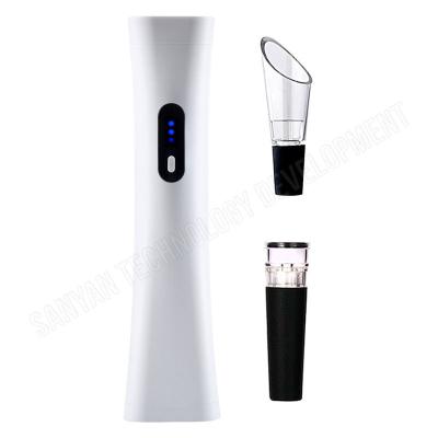 China Sustainable Rechargeable Electric Wine Bottle Opener Set Wine Opener Set With Pourer Stopper for sale