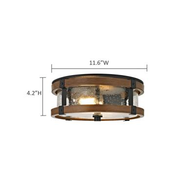 China Industrial Drum Shape Wholesale Traditional Clear Seeded Glass Ceiling Light Lamp For Home for sale