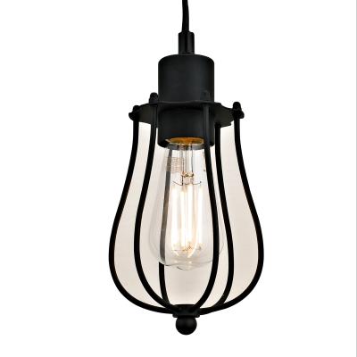 China Industrial Wholesale E26 LED Farmhouse Black Cage Cover Pendant Lamp Decor Hanging Light For Home for sale