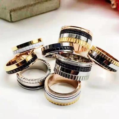 China European high quality CLASSIC and n ceramic rotary rings for men and women 18K gold stainless steel color diamond ring factory wholesale for sale