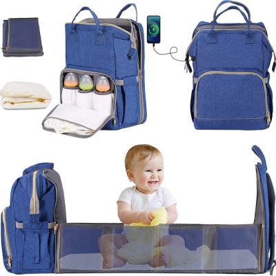 China With USB 3 in 1 Diaper Bag Backpack with Changing Station, Foldable Travel Crib Baby Crib, Portable Hutch Diaper Bags for sale