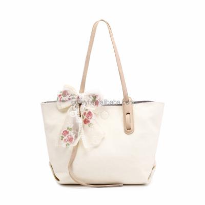 China Fashion 2021 new fashion summer big finger bow single women canvas bag shoulder handbag set mother bag shopping bag for sale