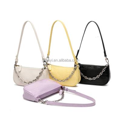 China Fashion 2021 summer new soft simple crocodile armpit staff handbag set chains tie one shoulder portable single ladies bag for sale