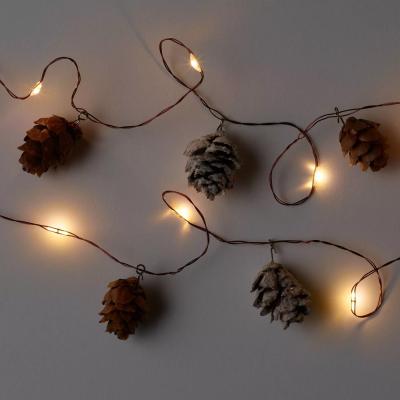 China PVC 20ct LED COPPER Twinkle Flicker Assembled Christmas Battery Operated Lights Pinecone Dew Drop String Home Decoration for sale