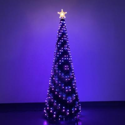 China Indoor outdoor led tree light 1.5M folding RGB magic Christmas tree with led lights included lichterkette APP control pixel smart lights. for sale