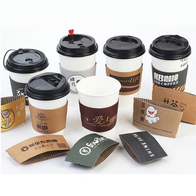 China Eco Friendly 12oz Disposable Cardboard Paper Coffee Cup Printed Reusable Custom Disposable Sleeve for sale