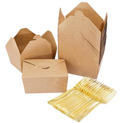 China Custom Craft Disposable Kraft Paper Takeaway Food Storage Container Disposable Paper Box for sale