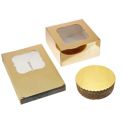 China Recyclable Gold Cardboard 10 x 10 Inches Eco - Friendly Cake Box 5 x Luxury With Window for sale