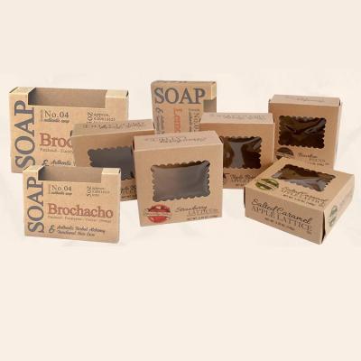 China Disposable Custom Logo Eco Friendly Kraft Paper Soap Packaging Boxes With Window for sale