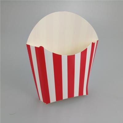 China Disposable Food Grade Restaurant Roast Fried French Chips Folding Kraft Paper Box Container Packaging for sale