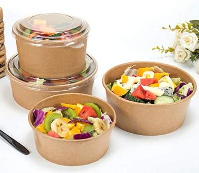 China Recyclable Eco - Friendly Microwavable Round Kraft Paper Food Containers With Clear Lids for sale