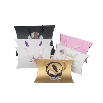 China Recyclable Wholesale Custom Brown Kraft Paper Pillow Gift Box Cheap Hair Packing Box for sale