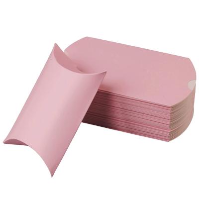 China Small Recyclable Custom Pink Kraft Paper Candy Pillow Jewelry Gift Box Favor Box for sale