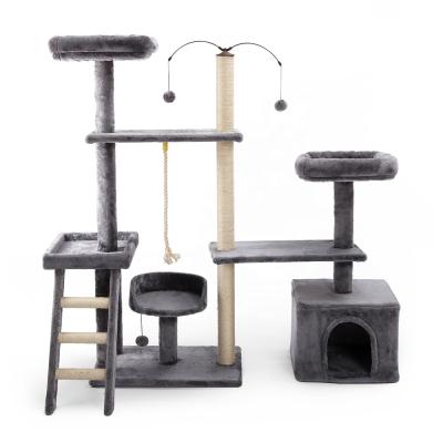 China Petstar Sustainable New Cat Wall Corner Rotatable Fur Lining Large Sisal House Tower Cat Tree for sale