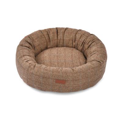 China Petstar Sustainable Luxury Comfy Worsted Fabric Cat Dog Round Bed Pet for sale