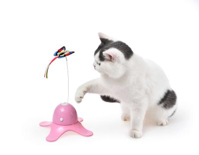 China Octopus Shape 360 ​​Rotating Flying Butterfly Funny Exercise Cat Electric Toy for sale