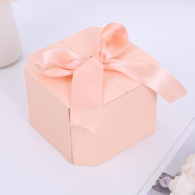 China Beautiful Light Pink Mini Gift Boxes Wedding Handmade Custom Logo Cardboard Gift Packaging Box For Candy for sale