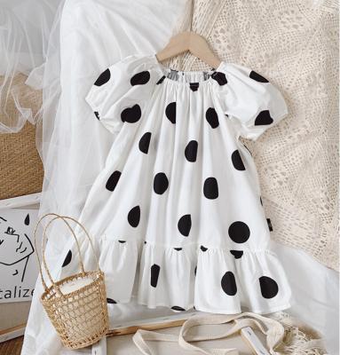 China Wholesale 2022 Summer Washable Girls Beach Dot Princess Dress Fashion White Kids Dress for sale