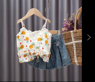 China 2022 summer baby girls halter pineapple child lace children's beach girl's vest vest for sale