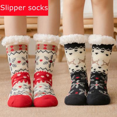 China QUICK DRY Christmas slipper lugs 2021 factory direct women sherpa slipper socks Christmas slipper lugs 2021 Factowith direct rubber sole for sale