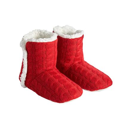 China 2021 QUICK DRY Custom Made Unisex Lady Winter Warm Long Christmas Booties Striped Plush Fuzzy Fluffy Men Boot Slippers Booties Women for sale