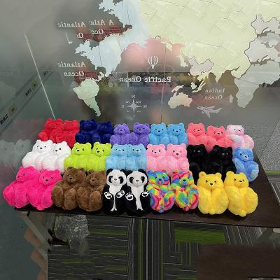 China 2021 Fashion Trend Factory Outlet Indoor Winter Bedroom Warm Wholesale Women's Cotton Plush Teddy Bear Furry Slippers for sale