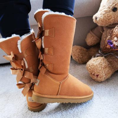 China Designer Snow Boot Custom Logo Fashionable Winter Ladiy Women Thermal Snow Boots With Bow for sale