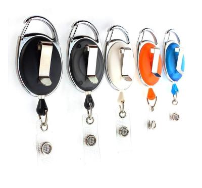 China ID Card Badge Holding Retractable Badge Holder ID Card Holder Key Wholesale Retractable Badge Reels Pull Solid Plastic Removable Retractable Reel for sale