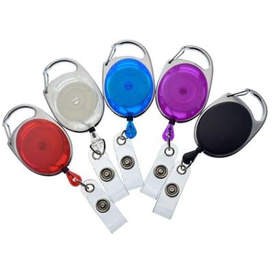 China Id Card Badge Attendance Customized Logo Badge Reels Premium Carabiner Clip Oval, Oval Retractable I.D. Card Holders for sale