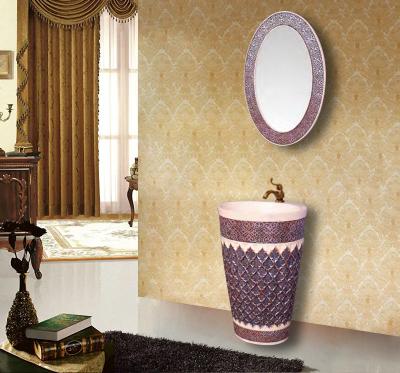 China Unique Design Chinese Eco-friendly Manufacturer Freestanding Sink Hand Wash Basin Bathroom Sandstone Basin With Mirror for sale