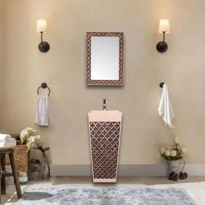 China New Design Unique Fashion Quality Pedestal Wash Basin American Solid Outdoor Square Wash Basin With Mirror for sale