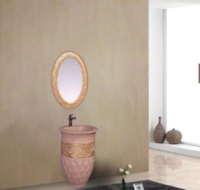 China Unique Artificial Stone Basin Minimum Order Design Wash Bowl White Pedestal Bathroom Sink With Mirror for sale