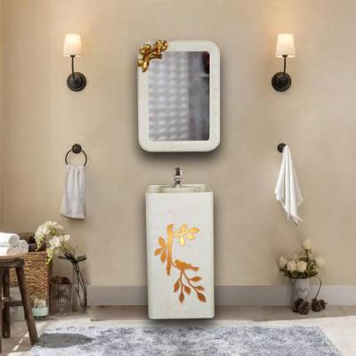 China China Factory Unique Design Free Standing Wash Basin Bathroom Sink One Piece Wash Basin With Mirror for sale