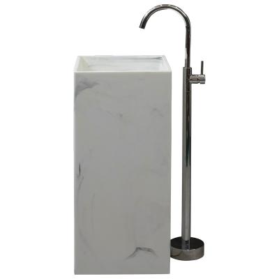 China Sustainable Custom Unique Freestanding Basin Bathroom Supplies Modern Pedestal Artificial Stone Sink for sale