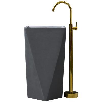 China 2022 New Viable Model Black Sink Bathroom Lavatory Pedestal Artificial Stone Sinks for sale