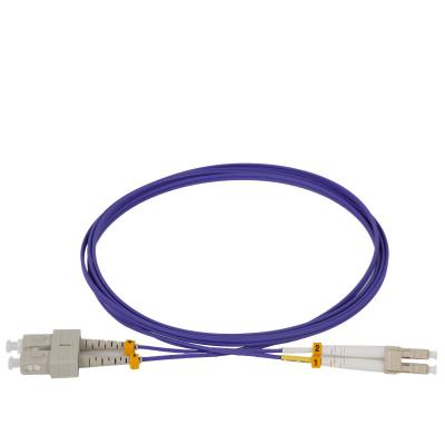 China FTTH FTTB FTTX Network LC/UPC to SC/UPC OM4 Duplex Fiber Optic Multimode Patch Cord for sale