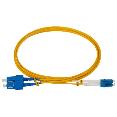 China FTTX 2.0mm 9 /125 LC/UPC to SC/UPC Single Mode Duplex Fiber Optic Patch Cord for sale