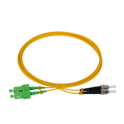 China FTTX 2.0mm 9 /125 SC/APC to ST/UPC Single Mode Duplex Fiber Optic Cable Fiber Optic Patch Cord for sale