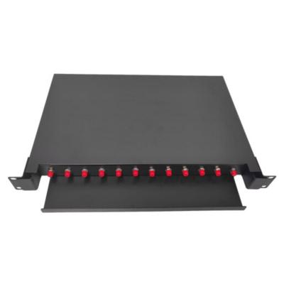 China FTTX Rack Mount Patch Panel Slide 12 Ports 19 Ports 19 Core Loaded Fiber Adapter Fiber Optic Cabinet Enclosure 1U Rack Mount for sale