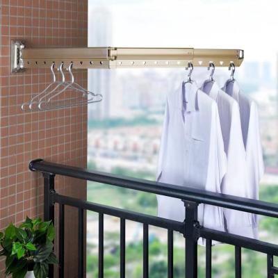 China Wholesale High Quality Wall Mounted Folding Clothes Rack Retractable Clothes Rod Home Laundry Drying Rack Space Saving for sale