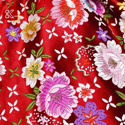 China New Coming Shrink-Resistant Floral Flower Brocade Fabric With Jacquard For Wedding Dress Cheongsam for sale