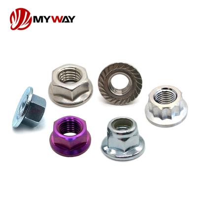 China Heavy Industry Factory Wholesale Hex Flange Nut Zinc Plated Nylon Lock Nuts M5-M20 Sheet Metal Hexagon Insert Hex Nuts for sale