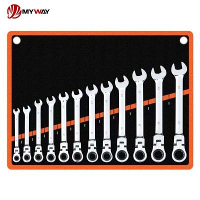 China Durable Hand Wrenches Ratcheting Combination Ratchet Spanner Tool Kit Set Gear Rachet Box End Car Wrench Set for sale