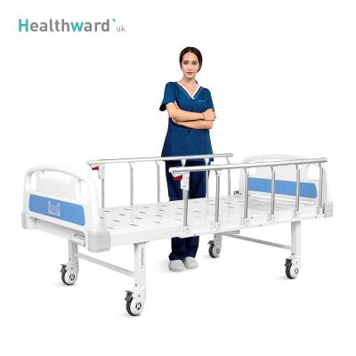 China Commercial Price Medical Single Function Bed Clinic Stainless Steel Furniture A1k Healthward Foldable Used Manual Hospital Bed With Wheels for sale