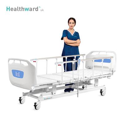 China Commercial Medical Patient 3 Function Bed Stainless Steel ICU Furniture D3w Healthward Manual Foldable Hospital Bed Manufacturers for sale