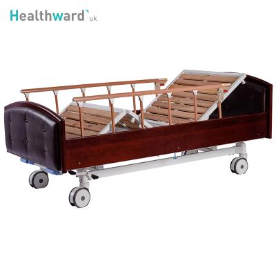 China H6k Healthward Furniture Hospital Furniture Bed 3 Funtion Homecare Commercial Wood Patient Nursing Electric Medical Bed With Casters for sale