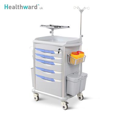 China Healthward Modern SK-ET75077A Plastic ABS Hospital Anesthesia Drugs Cart Medical Aid Cart With Drawers for sale