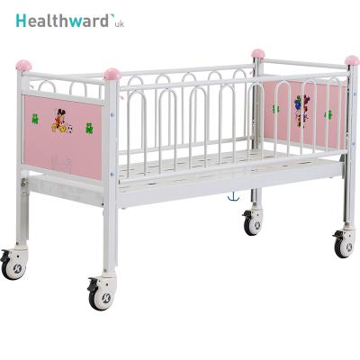 China Factory Commercial Metal Beautiful Furniture CR0q Healthward Infant Hospital Children Bedside Babies Crib Medical Kids Pediatric Bed With Wheels for sale